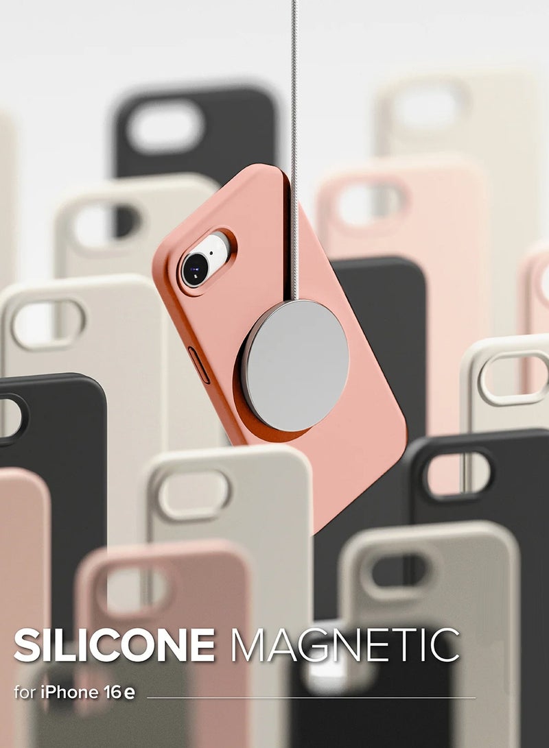 Wtech Apple iPhone 16e 5G 2025 Premium Soft Liquid Silicone Case Cover (MCRPSN) - Peach Pink  - Image 3