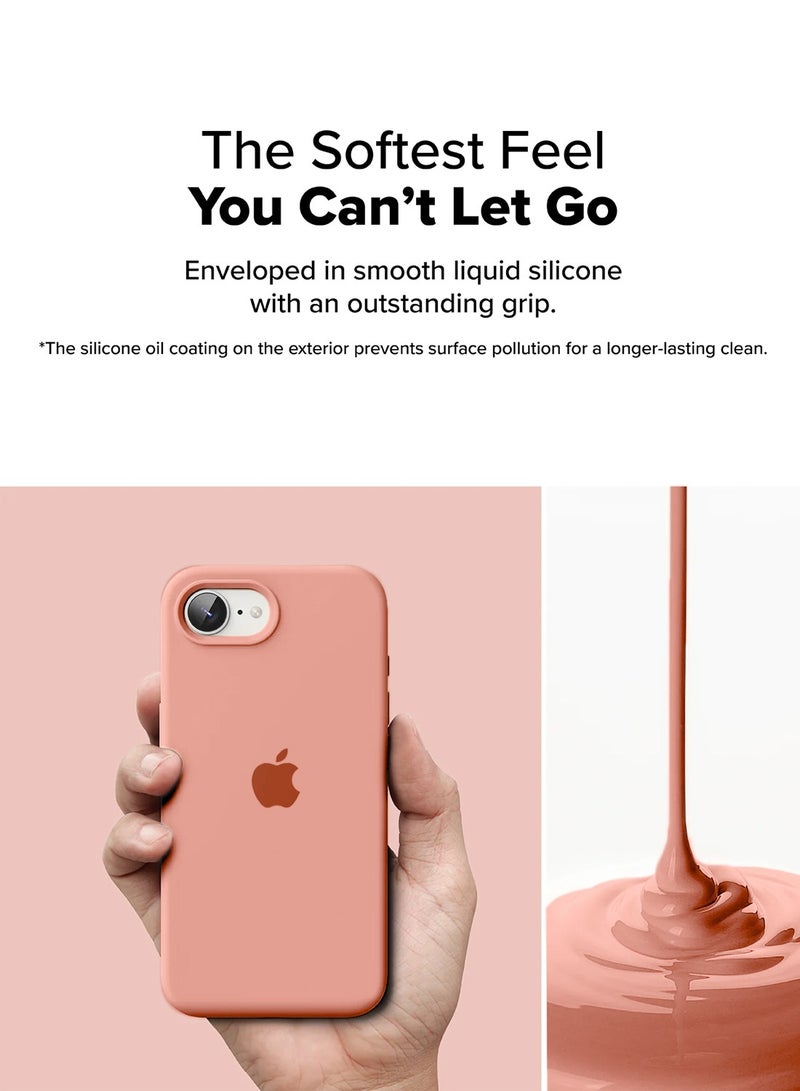 Wtech Apple iPhone 16e 5G 2025 Premium Soft Liquid Silicone Case Cover (MCRPSN) - Peach Pink  - Image 4