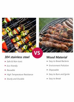 Excefore 24 Pcs Kebab Skewers, Stainless Steel Kitchen Craft Flat BBQ Kebab Skewers Small Kebab Skewers Metal Skewers for BBQ Barbecue Skewers Metal Kebab sticks BBQ Accessories  - Image 5