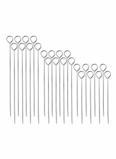 Excefore 24 Pcs Kebab Skewers, Stainless Steel Kitchen Craft Flat BBQ Kebab Skewers Small Kebab Skewers Metal Skewers for BBQ Barbecue Skewers Metal Kebab sticks BBQ Accessories  - Image 1