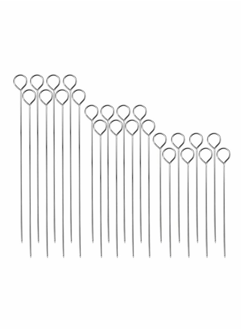 Excefore 24 Pcs Kebab Skewers, Stainless Steel Kitchen Craft Flat BBQ Kebab Skewers Small Kebab Skewers Metal Skewers for BBQ Barbecue Skewers Metal Kebab sticks BBQ Accessories  - Image 1