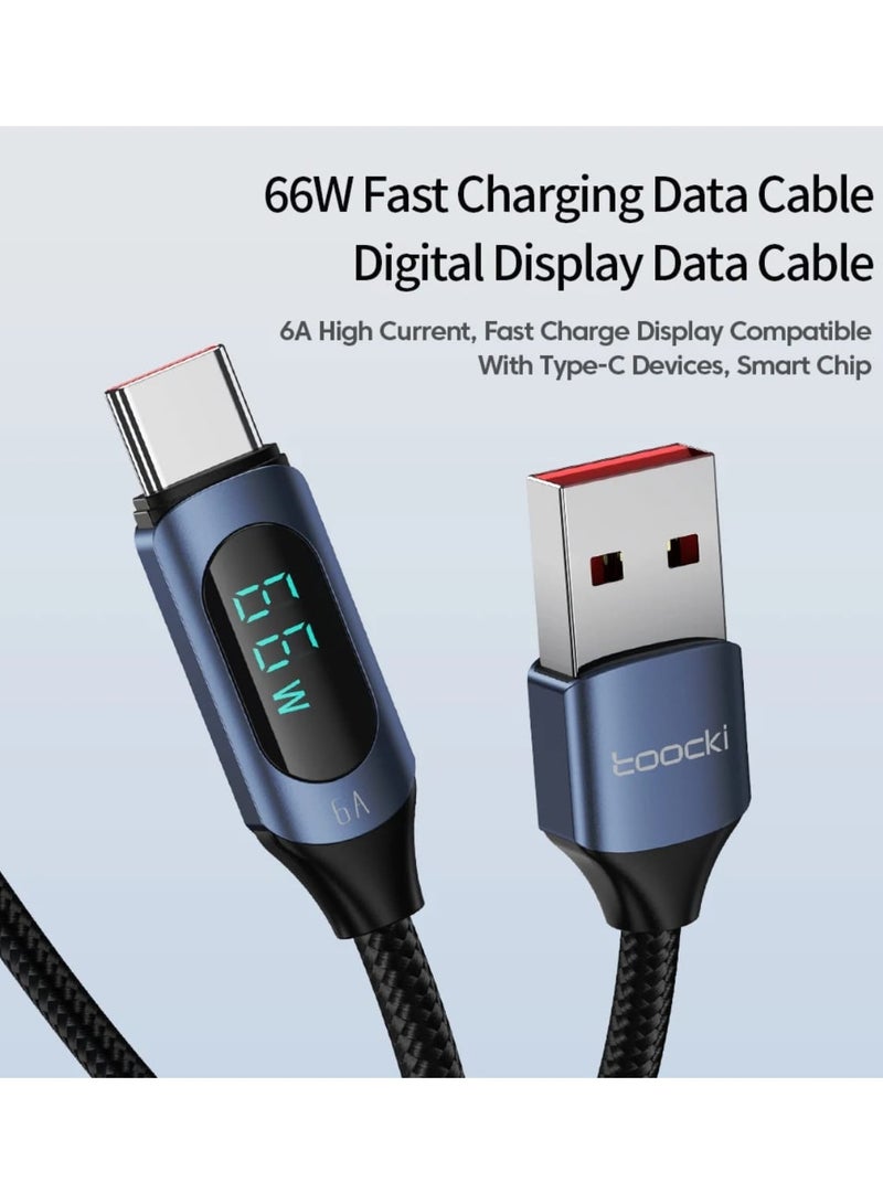 toocki *Toocki 6A 66W Mobile Phone Quick Charger USB Type-C Fast Charging Cable with Digital Display* - Image 2