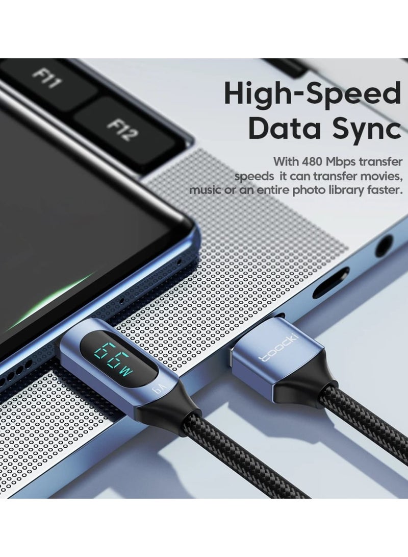 toocki *Toocki 6A 66W Mobile Phone Quick Charger USB Type-C Fast Charging Cable with Digital Display* - Image 5