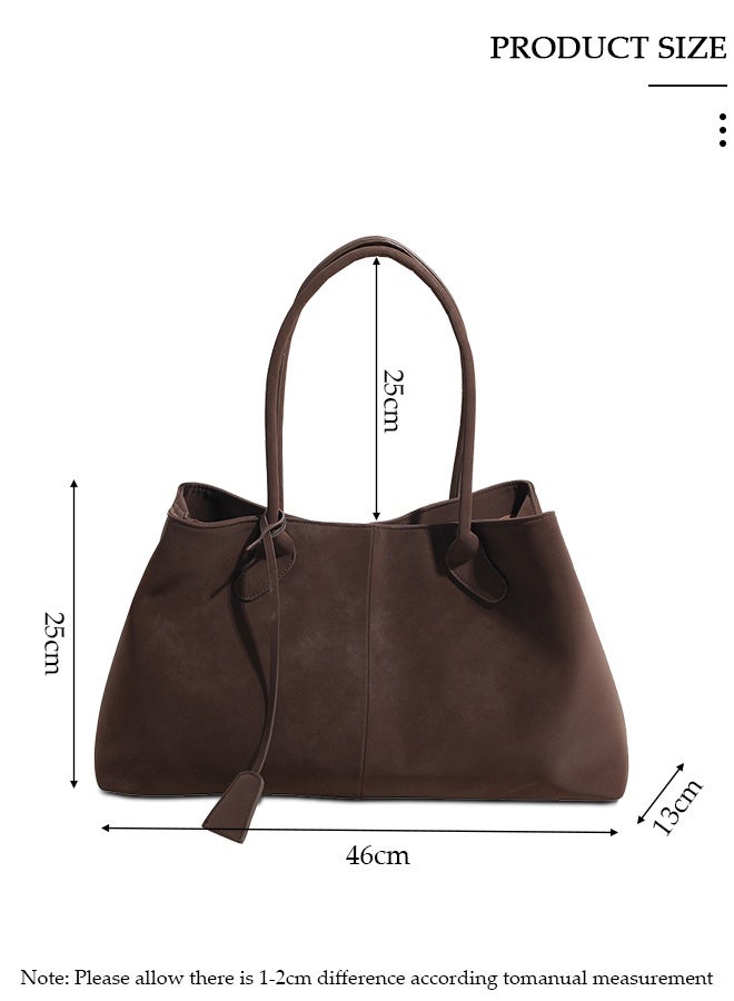 DUNISO Women's Soft PU Tote Bag Large Capacity Leather Feel Suede Handbag with Magnetic Snap Closure, Fashion Versatile Work Purse for Commute, Travel, Shopping - Image 2