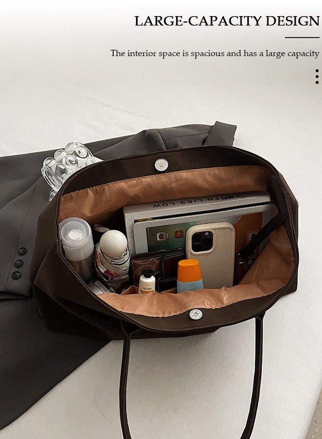 DUNISO Women's Soft PU Tote Bag Large Capacity Leather Feel Suede Handbag with Magnetic Snap Closure, Fashion Versatile Work Purse for Commute, Travel, Shopping - Image 5