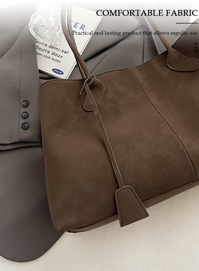 DUNISO Women's Soft PU Tote Bag Large Capacity Leather Feel Suede Handbag with Magnetic Snap Closure, Fashion Versatile Work Purse for Commute, Travel, Shopping - Image 3