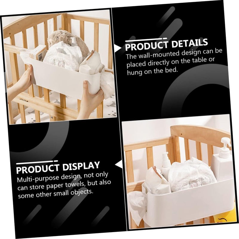 Wide daily application Mobestech 1Pc Wall Mounted Bedside Storage Box Versatile Diaper and Feeding Bottle Organizer Space Saving Design with Hooks for Easy Access for Nursery and Dorm Use KSA standard compatible design - Image 3
