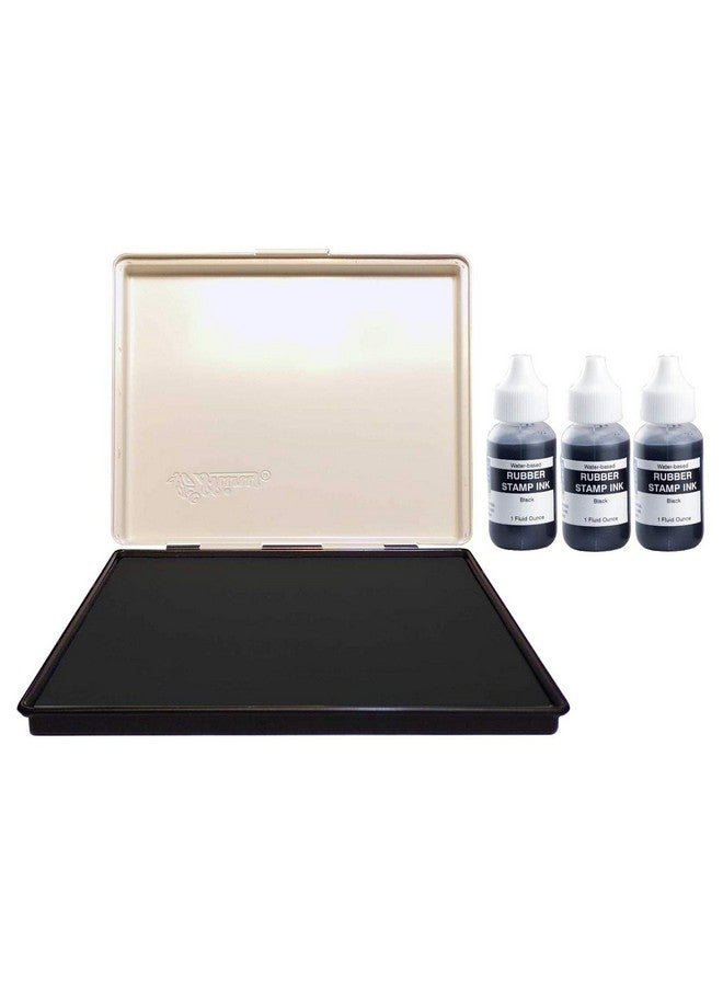 Uimprint Extra Large 8'' x 12'' Industrial Rubber Stamp Ink Pad in Metal Case, Black Stamp Pad - Image 2