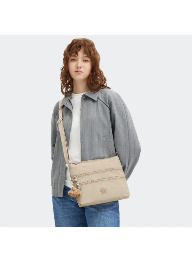 Kipling Alvar Medium Shoulder Bag Across Body Sparkled Beige