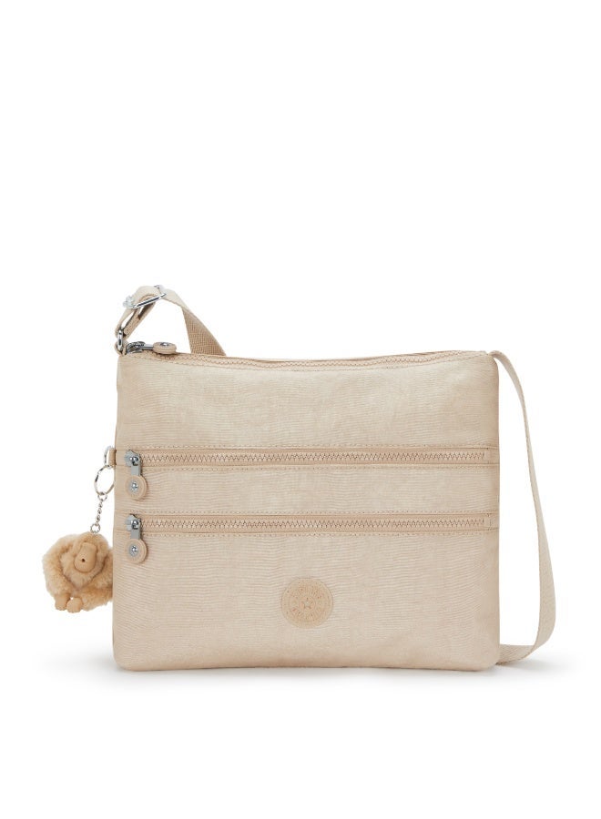 كيبلينغ حقيبة كتف متوسطة ألفار عابرة للجسم - بيج لامع - Image 1