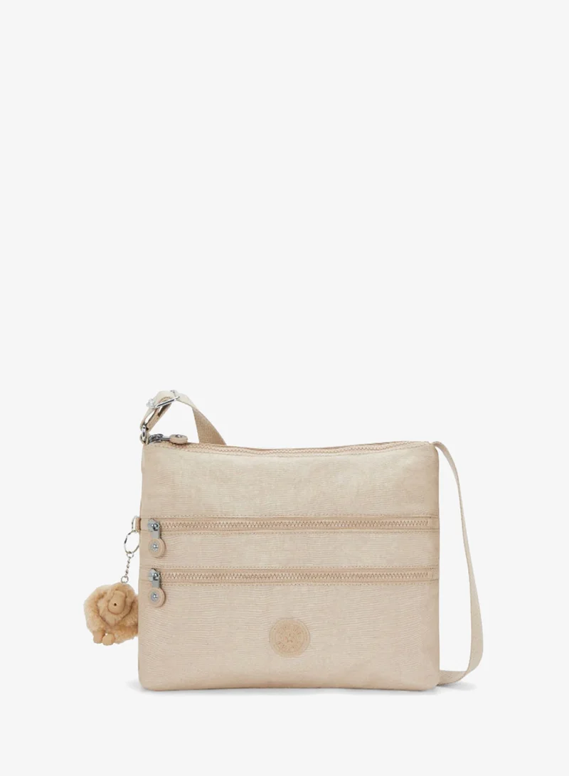 Kipling Alvar Medium Shoulder Bag Across Body Sparkled Beige