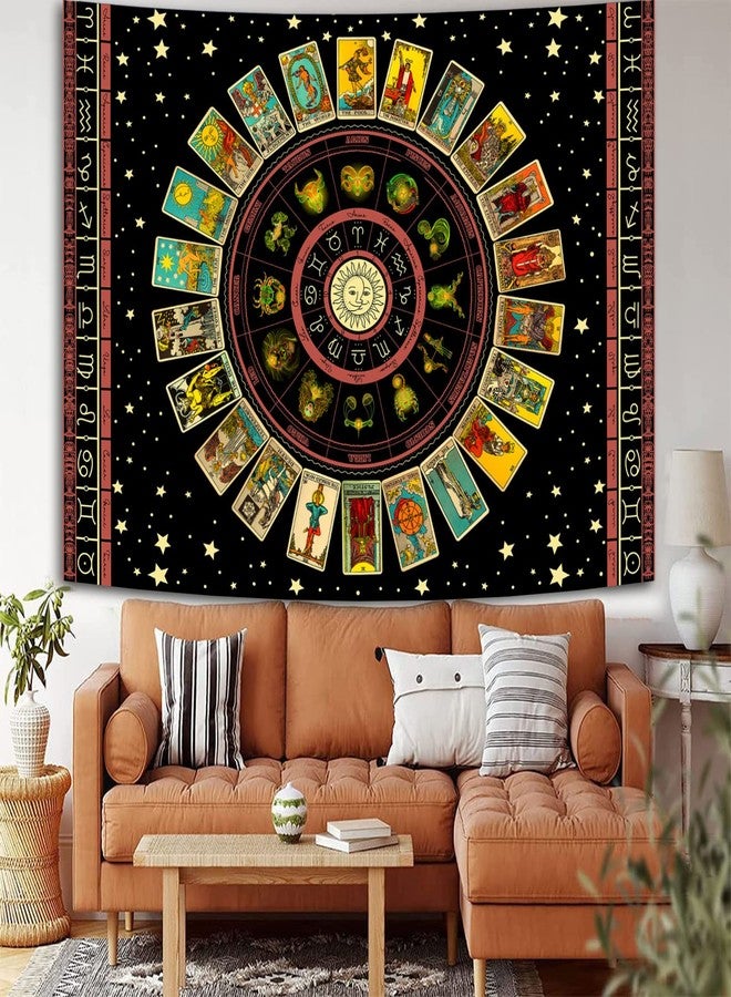 Simpkeely Blacklight Astrology Tarot Tapestry, Wheel of the Zodiac Spiritual Tapestries, UV Reactive Stars Constellation Decoration Wall Hanging Neon Tapestry for Bedroom Aesthetic - 44" x 59" - Image 4