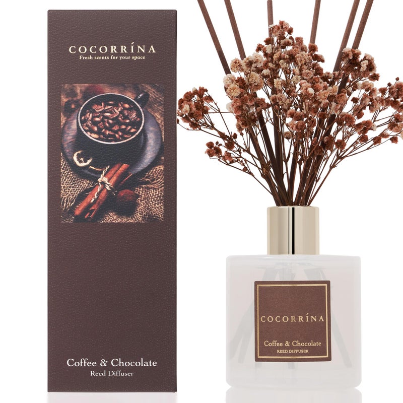 COCORRÃNA CocorrÃ­na Reed Diffuser Sets - Coffee & Chocolate Scented Diffuser with Sticks Home Fragrance Reed Diffuser for Bathroom Shelf Decor - Image 2