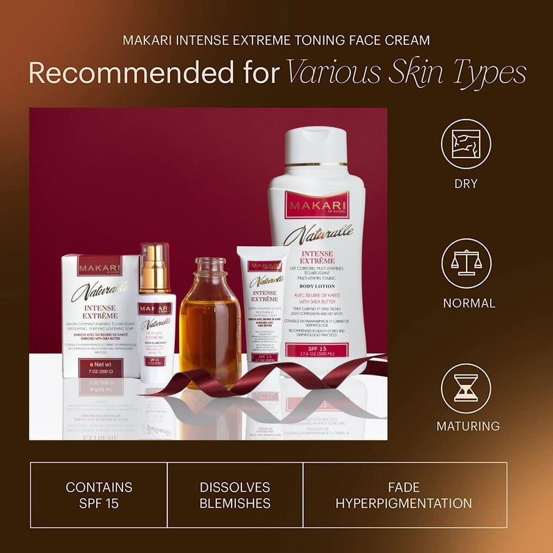 Makari كريم الوجه المشرق المكثف من ماكاري ناتورال (1.7 أونصة) | علاج مضاد للشيخوخة والتفتيح لندبات حب الشباب، علامات التمدد والتجاعيد | مرطب للبشرة الجافة مع زبدة الشيا و SPF 16 - Image 5