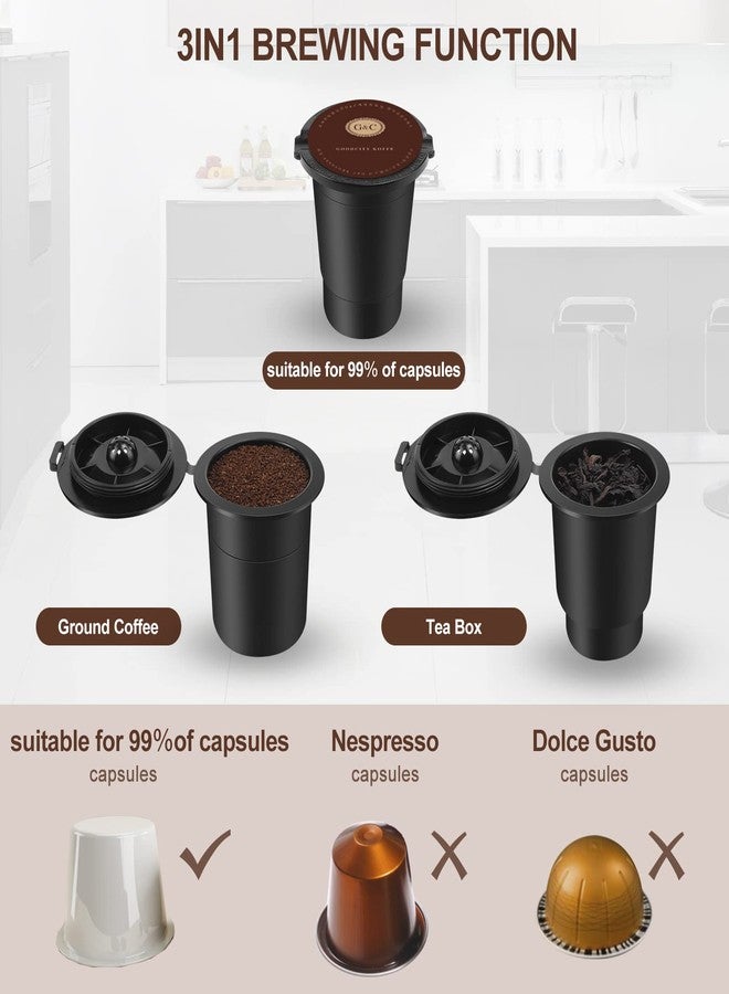 SIFENE 3-in-1 Single Serve Coffee Maker, Pod, Ground Coffee & Tea Brewer, Fast Brew Compact Coffee Machine with Touch Screen and 50 oz Water Reservoir - Image 4