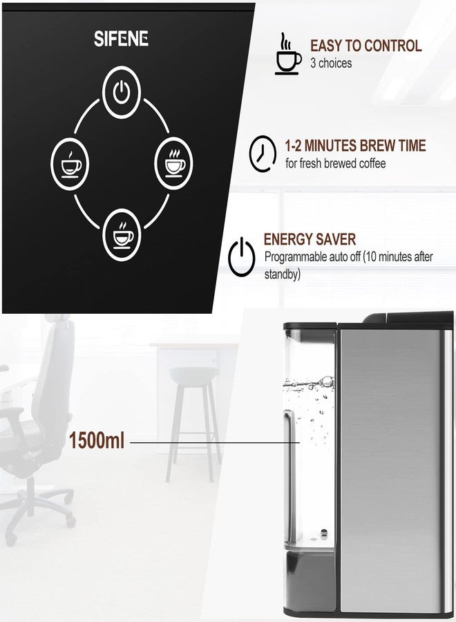 SIFENE 3-in-1 Single Serve Coffee Maker, Pod, Ground Coffee & Tea Brewer, Fast Brew Compact Coffee Machine with Touch Screen and 50 oz Water Reservoir - Image 5