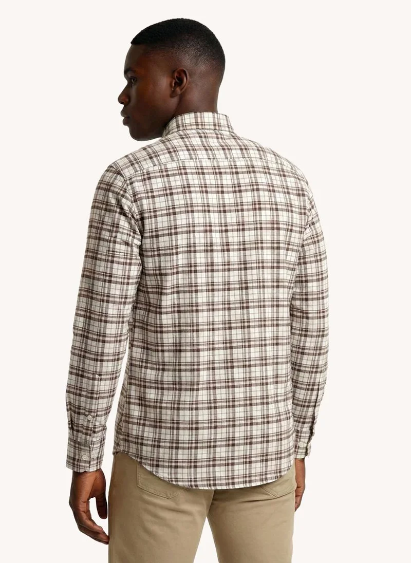 نوتيكا Men Regular Fit Long Sleeve Dyed Shirt for Effortless Style - Brown
