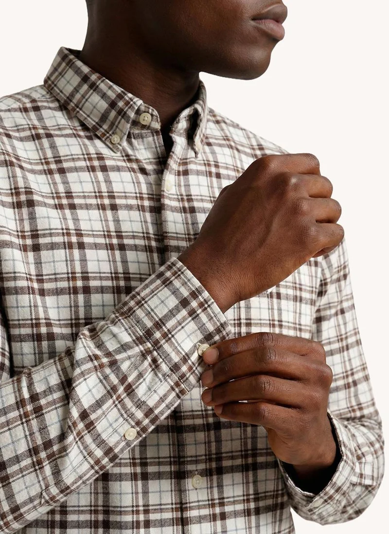 Nautica  Men Regular Fit Long Sleeve Dyed Shirt for Effortless Style - Brown for Men | Best Price UAE