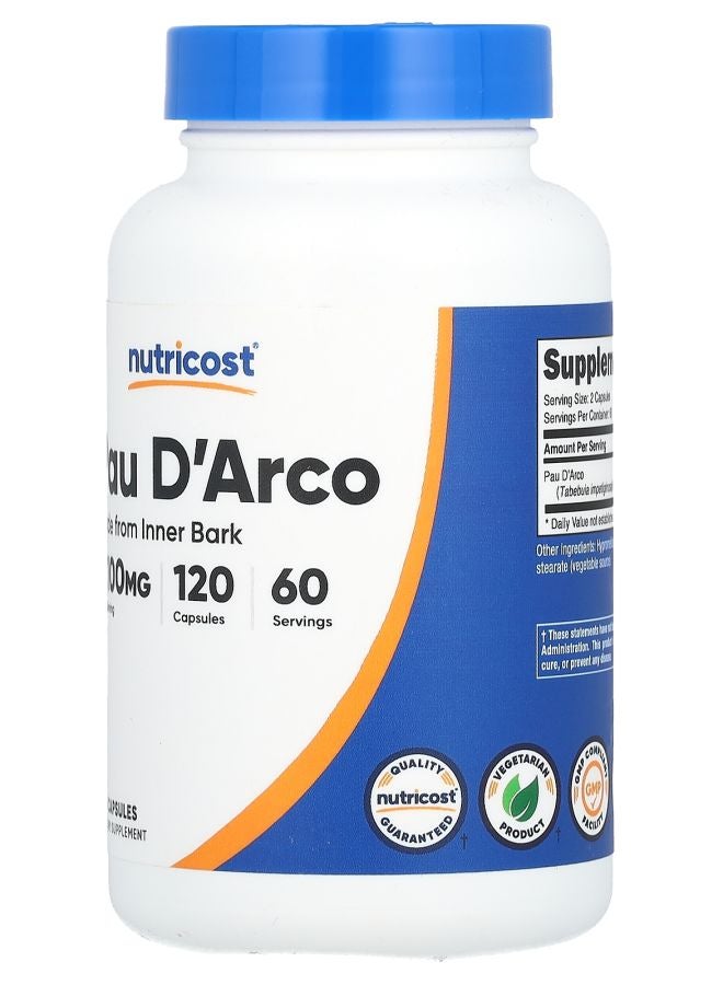 Nutricost Pau D'Arco 120 Capsules (550 mg per Capsule) - Image 2