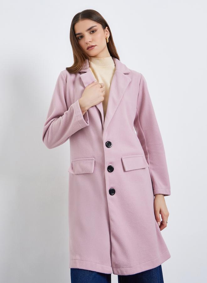 Styli Women Solid Lapel Buttoned Coat - Image 3