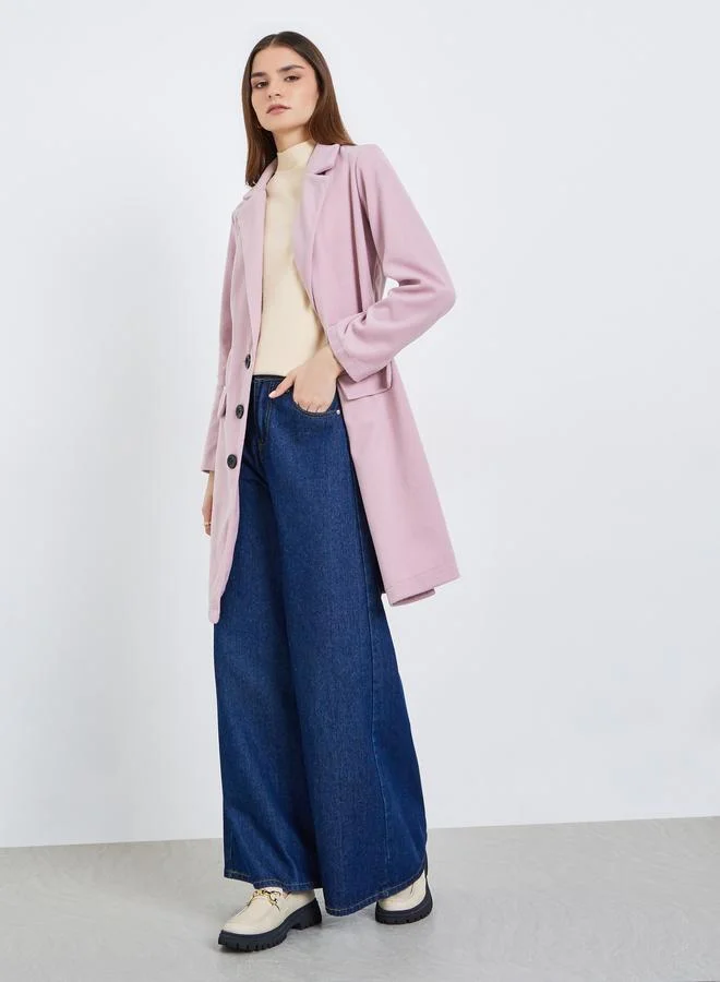 Styli Women Solid Lapel Buttoned Coat