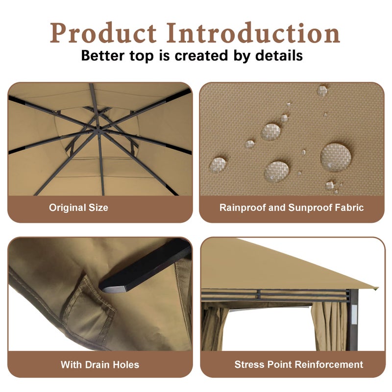 SCOCANOPY Replacement Cover Compatible with SUNJOY Crestfield 11X13 Gazebo (Models A101017510, A101017511, A111020900), (Beige) - Image 4