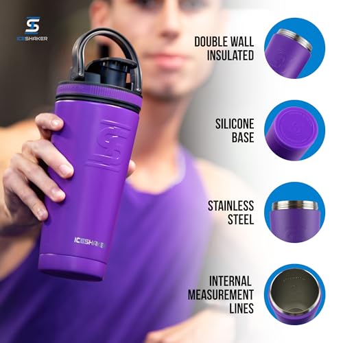 Ice Shaker Insulated Stainless Steel Shaker Bottle | 26oz, Purple | Cold for 30+ Hours | Insulated Cup with Twist-on Agitator | Odor-Free Bottle for Protein Shakes, Water, Smoothies, Cocktails - Image 4