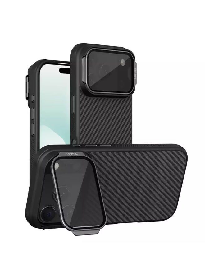 Nillkin CarboProp Magnetic MagSafe Aramid Fiber Armor Case with Transparent Lens Guard & Metal Kickstand for iPhone 17 Pro (6.3", 2025) – Black - Image 2