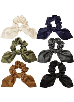 Sufermoe 6 Pcs Silk Scrunchies and Hair Accessories - Hair Ties, Bands, Bows, Ropes, Elastics, Bracelets, Ponytail Holders in Scrunchie Style for Women and Girls (3.8"*4.0", Classic Color)  - Image 1