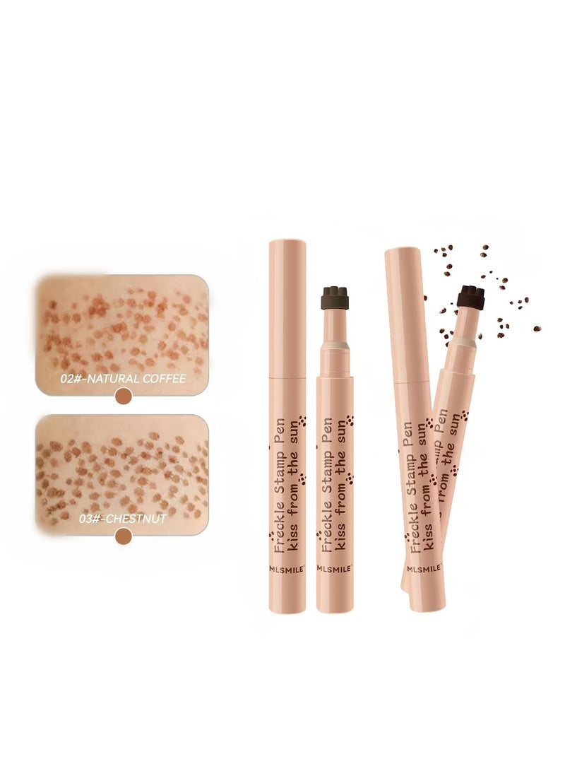 KASTWAVE Freckle Pen Stamp Makeup, Freckle Makeup Pen Waterproof for Face, Natural Fake Freckle Stamp Pen, Natural Coffee, Chestnut, 2 Pcs - Image 1