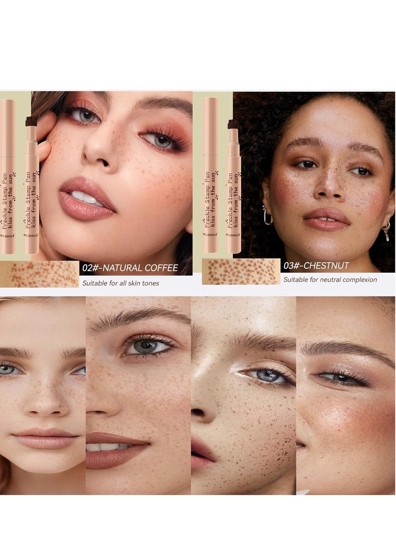 KASTWAVE Freckle Pen Stamp Makeup, Freckle Makeup Pen Waterproof for Face, Natural Fake Freckle Stamp Pen, Natural Coffee, Chestnut, 2 Pcs - Image 3
