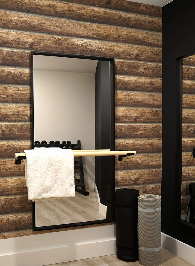NextWall Faux Log Cabin Peel and Stick Wall Cover Wallpaper - Image 4
