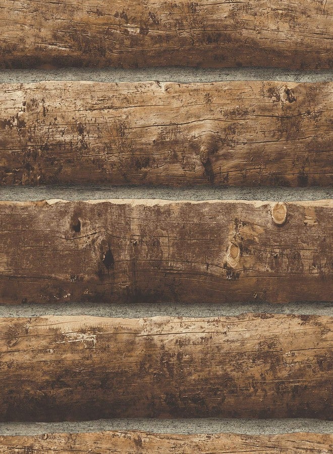 NextWall Faux Log Cabin Peel and Stick Wall Cover Wallpaper - Image 1