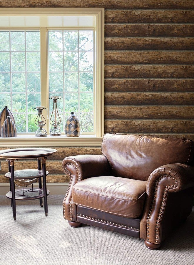 NextWall Faux Log Cabin Peel and Stick Wall Cover Wallpaper - Image 2