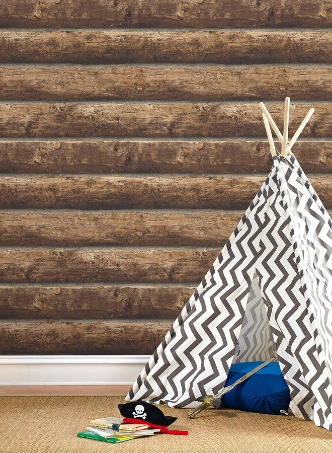 NextWall Faux Log Cabin Peel and Stick Wall Cover Wallpaper - Image 5