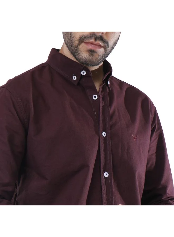 كوب قميص أكسفورد سادة بأكمام طويلة