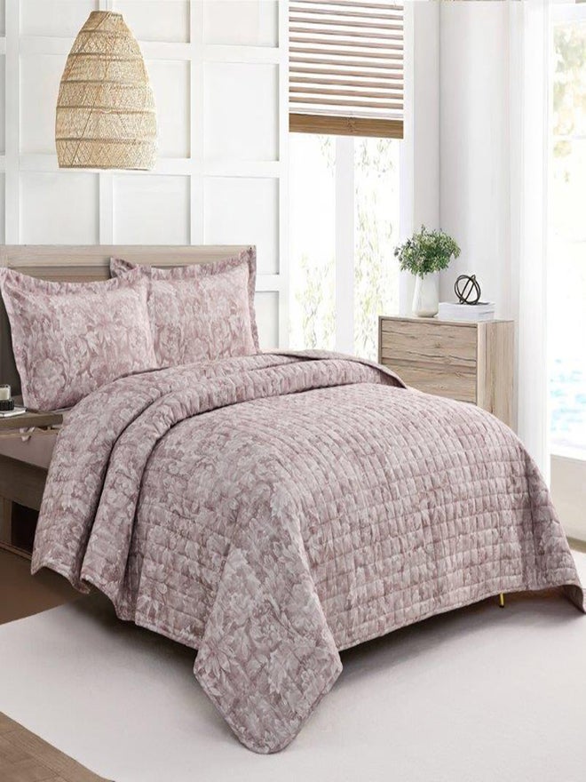 VALENTINI 4-Piece Microfiber Printed Bedspread King Set - Image 1