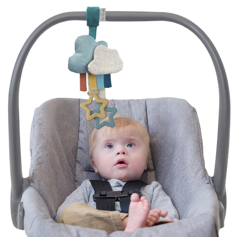 Itzy Ritzy Jingle Travel Toy for Stroller, Car Seat or Activity Gym - Baby Hanging Toy Features Jingle Sound, Clinking Rings & Adjustable Attachment Loop (Cloud) - Image 1