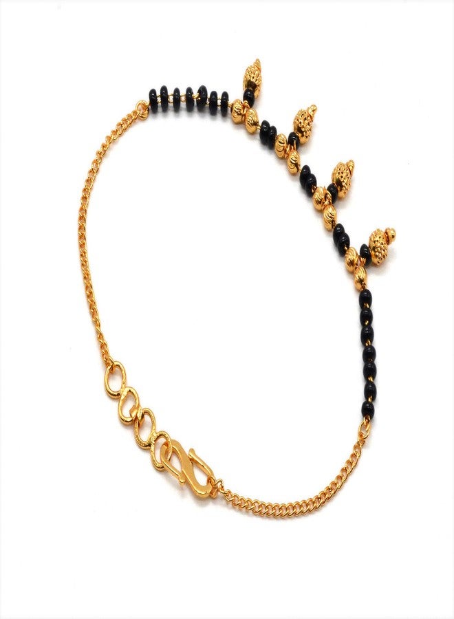 JHB Yellow Gold Plated Non-Precious Metal Brass Mangalsutra Bangle Style Hand Bracelet for Women - Image 5