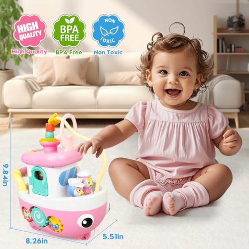 Love&Mini ألعاب LoveMini للفتيات بعمر سنة واحدة 9 في 1 قارب أطفال موسيقي ألعاب موسيقى وصوت أول عيد ميلاد هدايا عيد الميلاد 1 هدية للفتيات بعمر سنة واحدة - Image 5