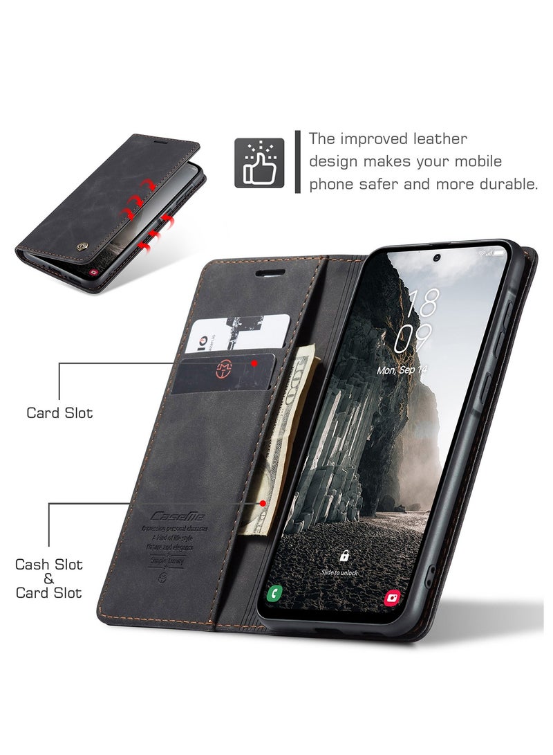 CaseMe For Samsung Galaxy A56 Cover, Soft PU Leather Shockproof Mobile Phone Wallet Case, Full Body Protective Flip Cover Magnetic Adsorption Back Cover - Image 2