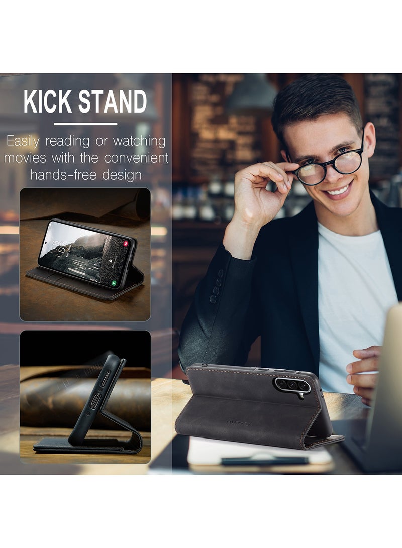 CaseMe For Samsung Galaxy A56 Cover, Soft PU Leather Shockproof Mobile Phone Wallet Case, Full Body Protective Flip Cover Magnetic Adsorption Back Cover - Image 5