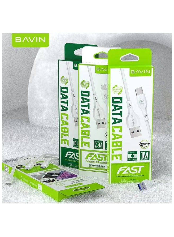 Bavin CB-222  Data Cable – 1M USB-A to Lightning, Micro USB,USB To C Type Fast Charging 2.4A, PVC-Coated Durable Cable, Compatible with iPhone, Android, Tablets, and Other USB Devices - Image 2