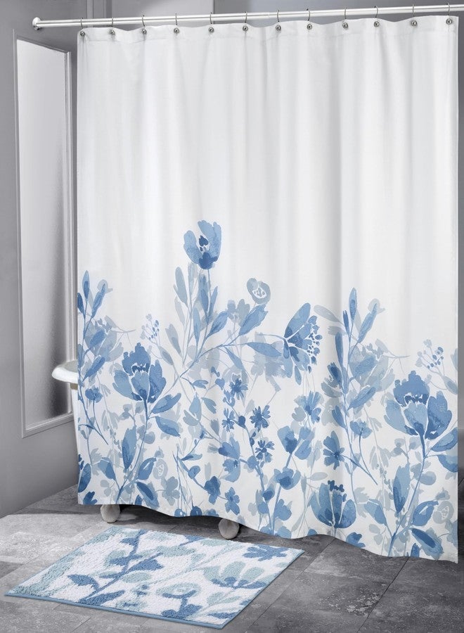 IZOD - Shower Curtain, Twill Fabric Curtain, Floral Bathroom Decor, Dorm Room Essentials (Mystic Blue, 72") - Image 2