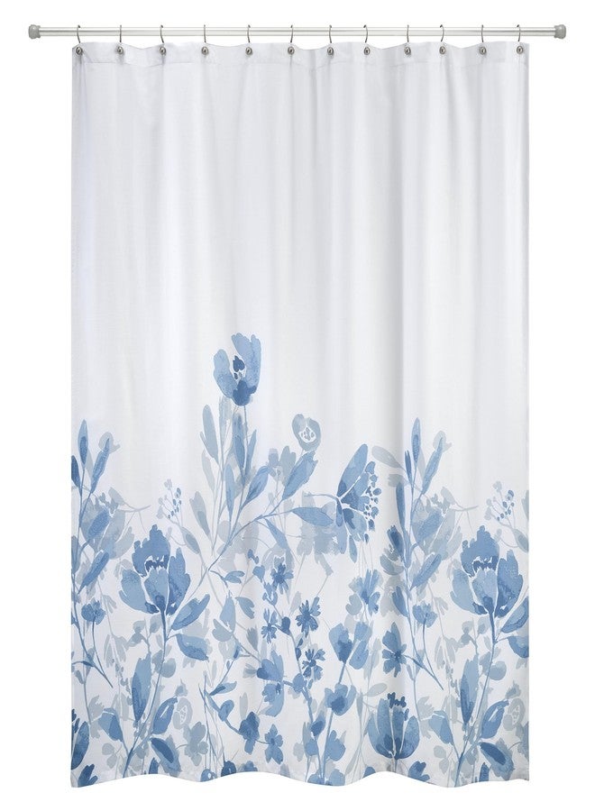IZOD - Shower Curtain, Twill Fabric Curtain, Floral Bathroom Decor, Dorm Room Essentials (Mystic Blue, 72") - Image 1