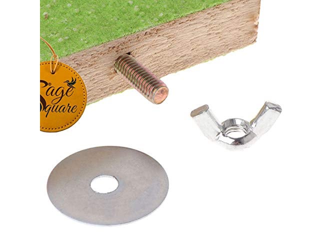 Sage Square منصة لعبة من خشب طبيعي مع رمل للطيور في القفص مثل الببغاء، البادجي، الكوكاتيل، طائر الحب، البادجيريجار، السون كونور، الفينش، الغين grey، الكناري، الكوكاتو، والماكوا (9 بوصات) - Image 5