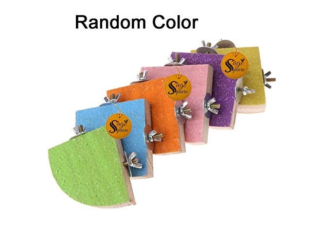 Sage Square منصة لعبة من خشب طبيعي مع رمل للطيور في القفص مثل الببغاء، البادجي، الكوكاتيل، طائر الحب، البادجيريجار، السون كونور، الفينش، الغين grey، الكناري، الكوكاتو، والماكوا (9 بوصات) - Image 4