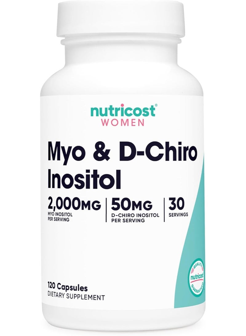 Nutricost Myo Inositol & D-Chiro Inositol for Women 2000mg, 120 Capsules, Myo & 50mg D-Chiro Inositol Per Serving, 30 Servings, Vegetarian Friendly, Non-GMO & Gluten Free