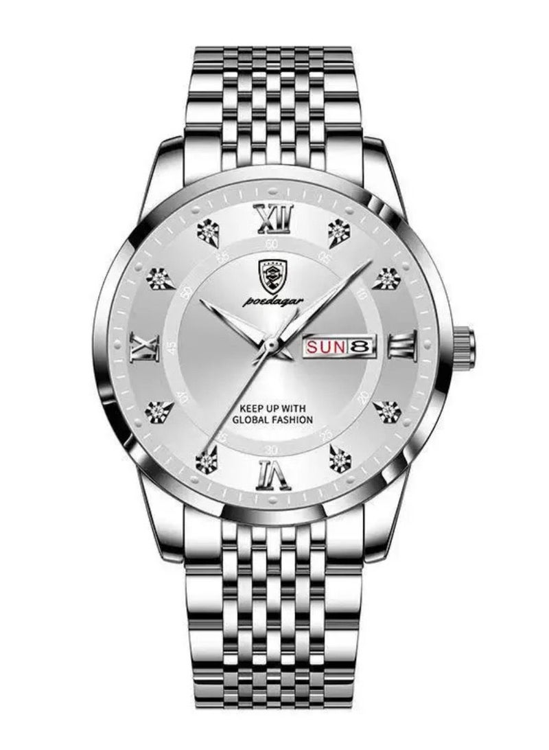 IIK Collection Stylish casual men's watch, water resistant, silver bracelet, with a Silver dial, high quality