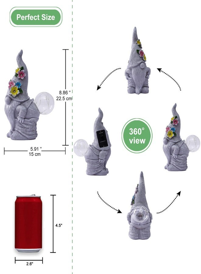 Qeeman Solar Garden Decor Gnome Blow Bubbles: Outdoor Decorations Art Statues for Patio Balcony Yard Lawn Figurine - Christmas Housewarming Birthday Gifts for Mom/Women/Grandma/Wife/Sister - Image 2